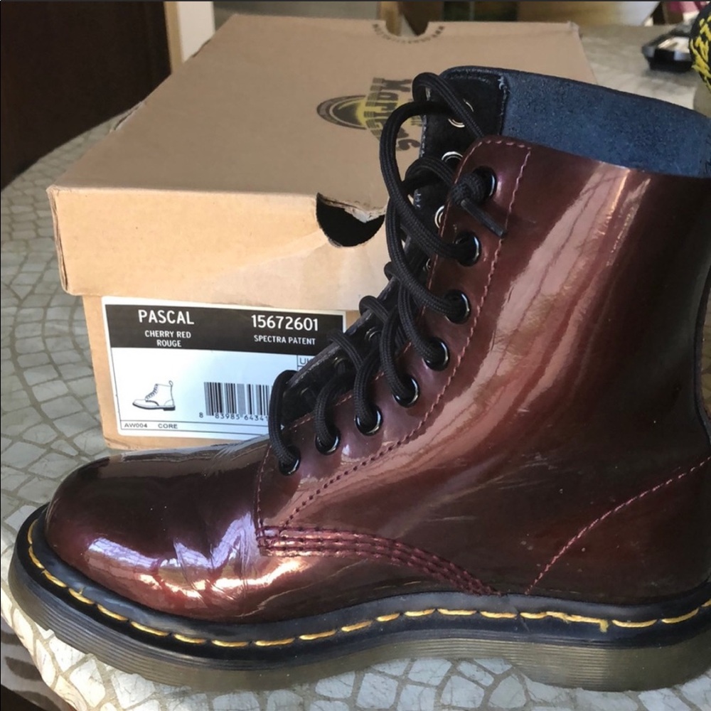 Glossy burgundy Dr. Martens